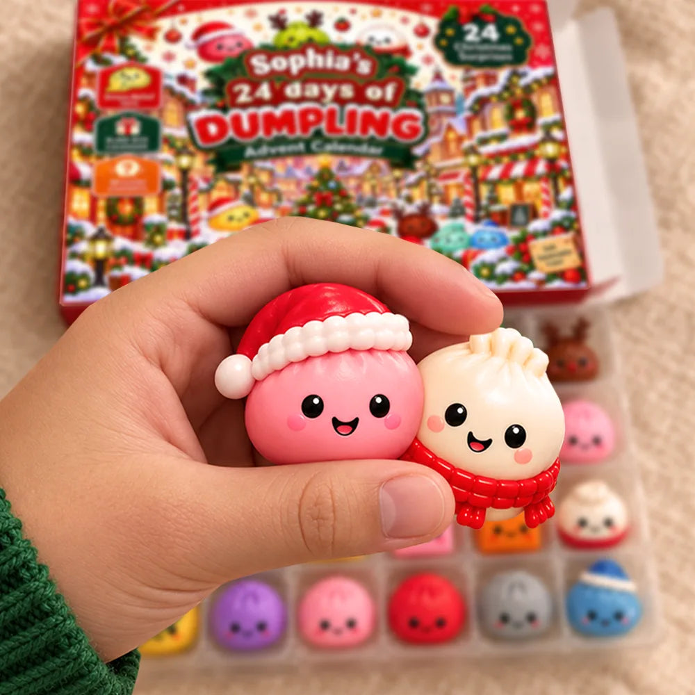 Adorable,Christmas,Custom Text,Gift For Kids - Squishy 24 Days Of Dumpling Festive Gift For Kids - Personalized Christmas Countdown Advent Calendar