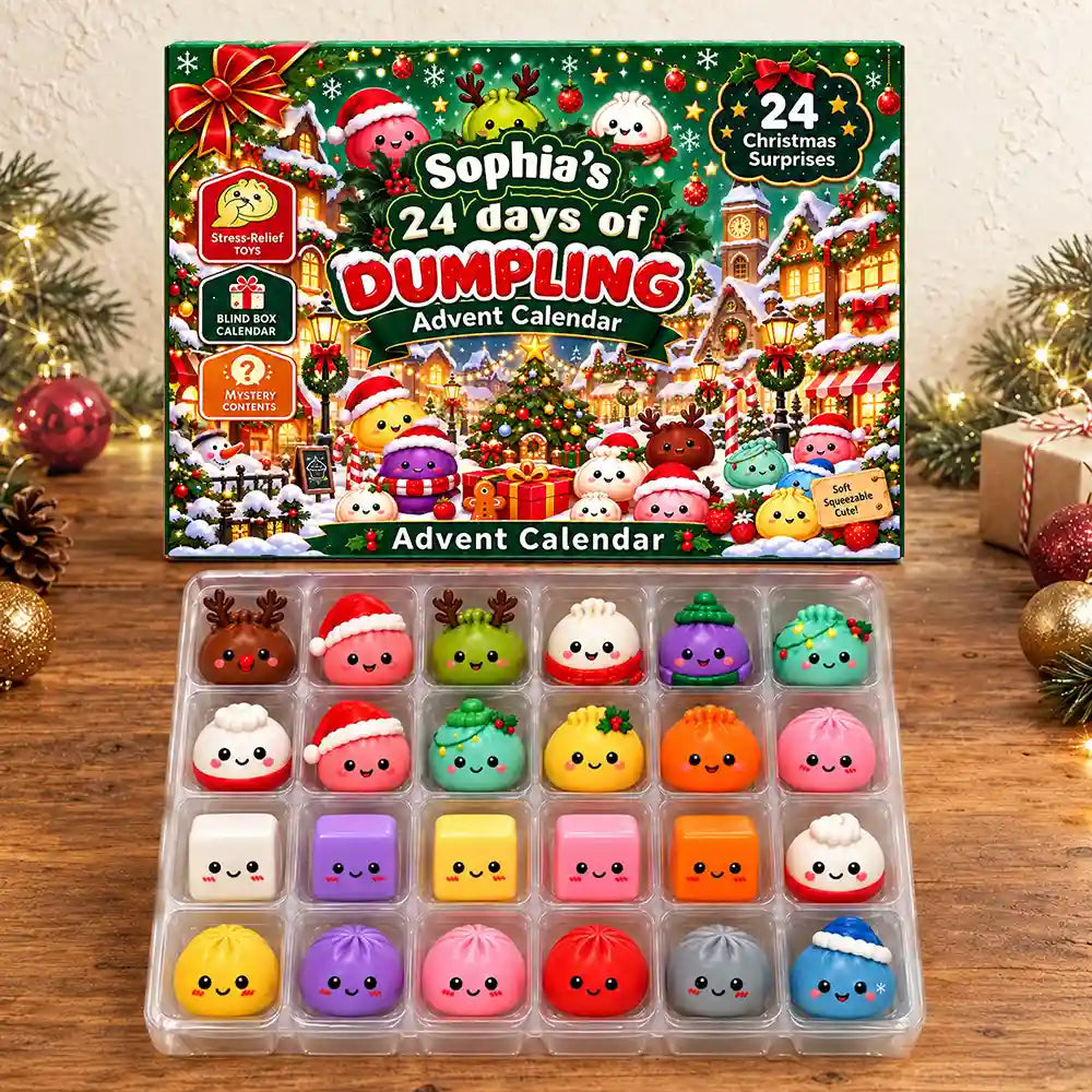 Adorable,Christmas,Custom Text,Gift For Kids - Squishy 24 Days Of Dumpling Festive Gift For Kids - Personalized Christmas Countdown Advent Calendar