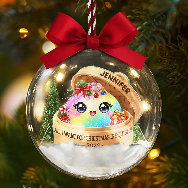 Playful,Christmas,Gift For Kids,Icon - Squishy Dumpling Keepsake Gift For Squishy Hunter - Personalized 3D Acrylic Ball Ornament