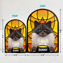 Pet Lovers,Pet Mom,Pet Dad - Stained Glass Cat Dog - Personalized Wood Book Ends