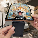 Pet Lovers,Pet Mom,Pet Dad - Stained Glass Cat Dog - Personalized Wood Book Ends