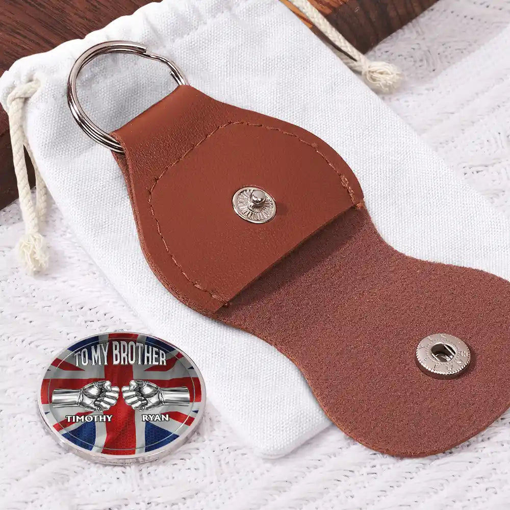 Gift For Brothers, Happy - Star & Stripes Once A Brother Always A Brother - Personalized Leather Pocket Hug