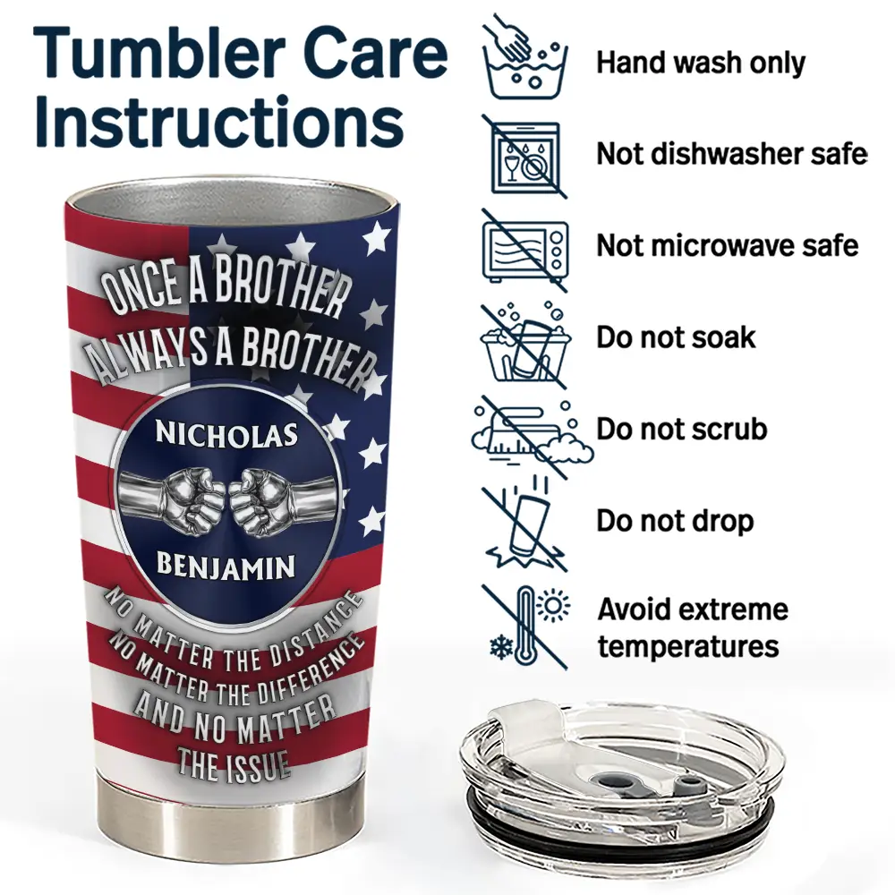 Gift For Brothers,Happy - Star & Stripes Once A Brother Always A Brother - Personalized Tumbler