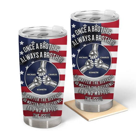 Star & Stripes Once A Brother Always A Brother - Personalized Tumbler
