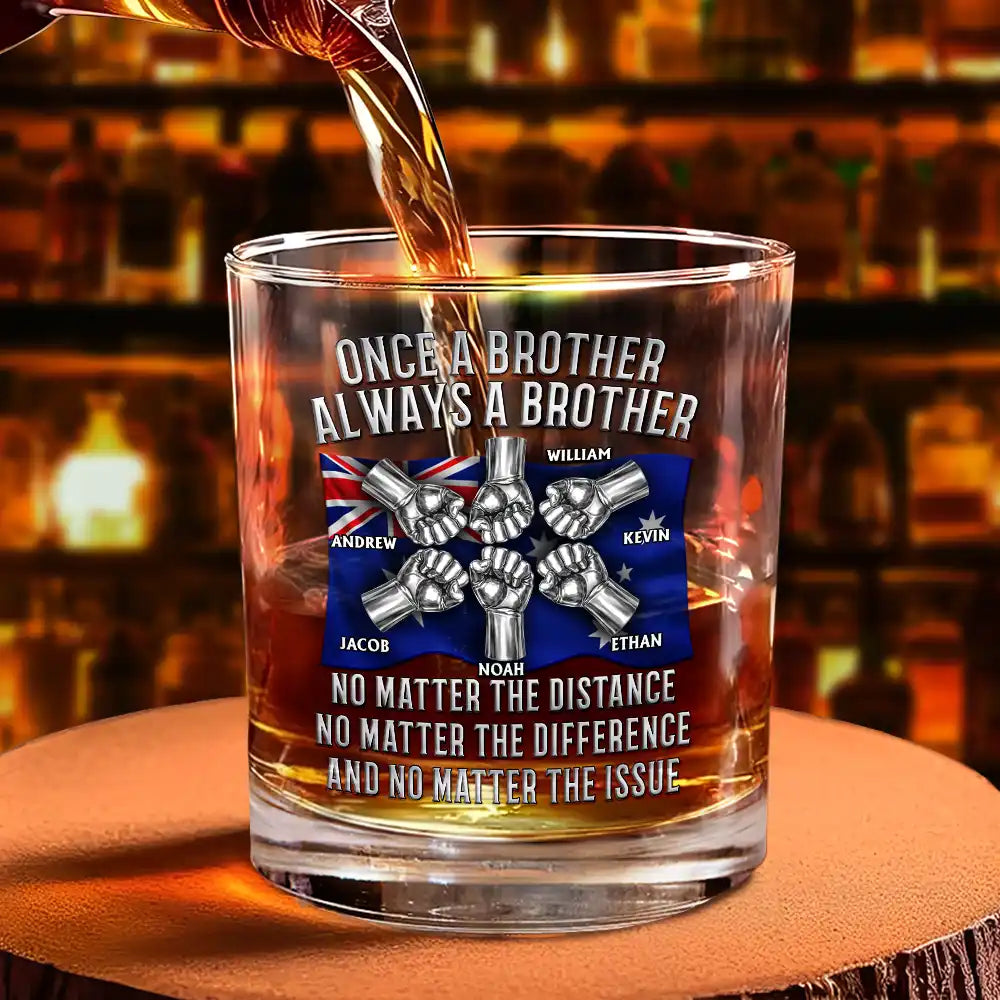 Gift For Brothers,Happy - Star & Stripes Once A Brother Always A Brother - Personalized Whiskey Glass