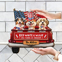 Pet Lovers,Pet Mom,Pet Dad,Dog Lovers,Dog Mom,Dog Dad - Star & Stripes Red White Woof 250 Years Of Freedom - Personalized Custom Shaped Wood Sign