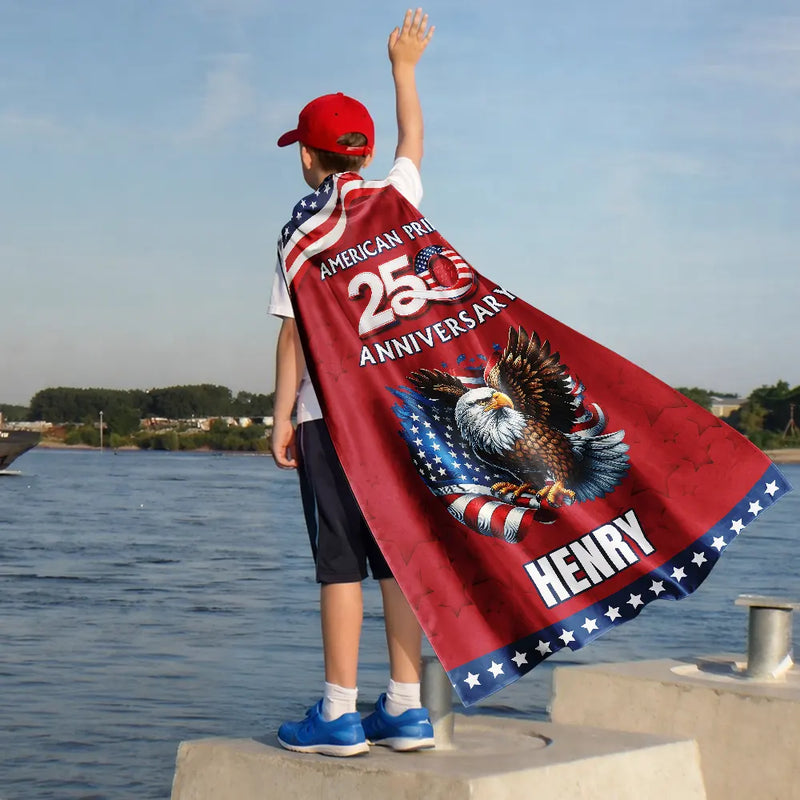 America 250th,Independence Day,Gift For Yourself,Proud,Vector - Stars And Stripes American Pride 250th - Personalized Costume Cape