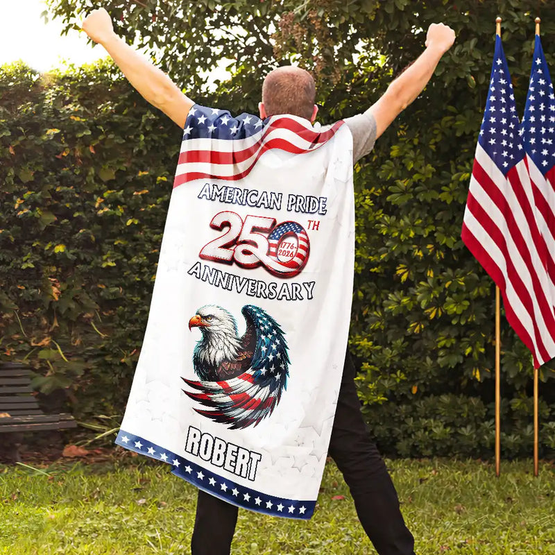 America 250th,Independence Day,Gift For Yourself,Proud,Vector - Stars And Stripes American Pride 250th - Personalized Costume Cape