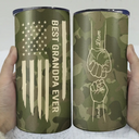 Gift For Father, Gift For Grandpa, Happy - Stars And Stripes Best Dad Ever Fist Bump - Personalized 4 In 1 Can Cooler Tumbler