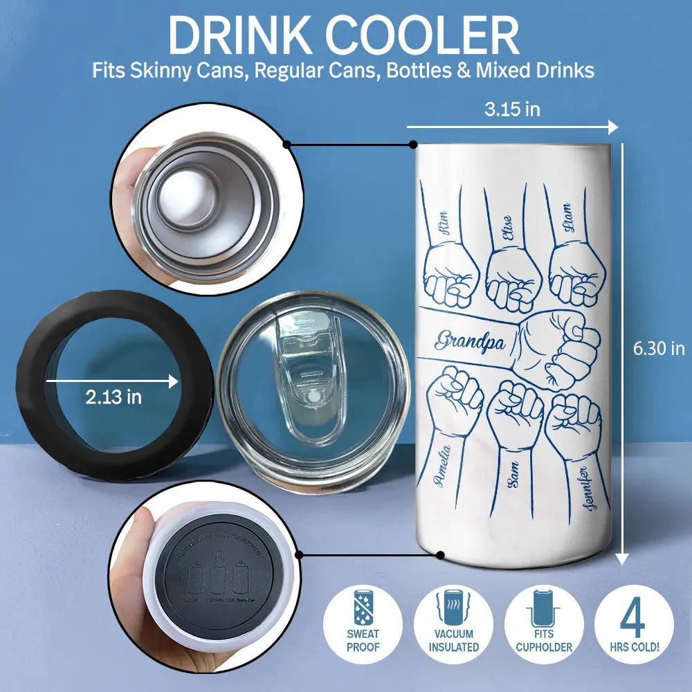 Gift For Father, Gift For Grandpa, Happy - Stars And Stripes Best Dad Ever Fist Bump - Personalized 4 In 1 Can Cooler Tumbler