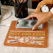 Gift For Father,Gift For Grandpa,Independence Day,Icon,Confident - Stars And Stripes Best Dad Grandpa Ever - Personalized Leather Charging Mat