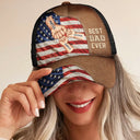 Gift For Father,Gift For Grandpa - Stars And Stripes Best Dad Grandpa Ever Fist Bump - Personalized Mesh-back Casual Cap
