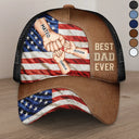 Gift For Father,Gift For Grandpa - Stars And Stripes Best Dad Grandpa Ever Fist Bump - Personalized Mesh-back Casual Cap
