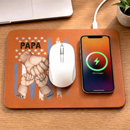 Gift For Father,Gift For Grandpa,Independence Day,Icon,Proud - Stars And Stripes Best Grandpa Papa Ever - Personalized Leather Charging Mat