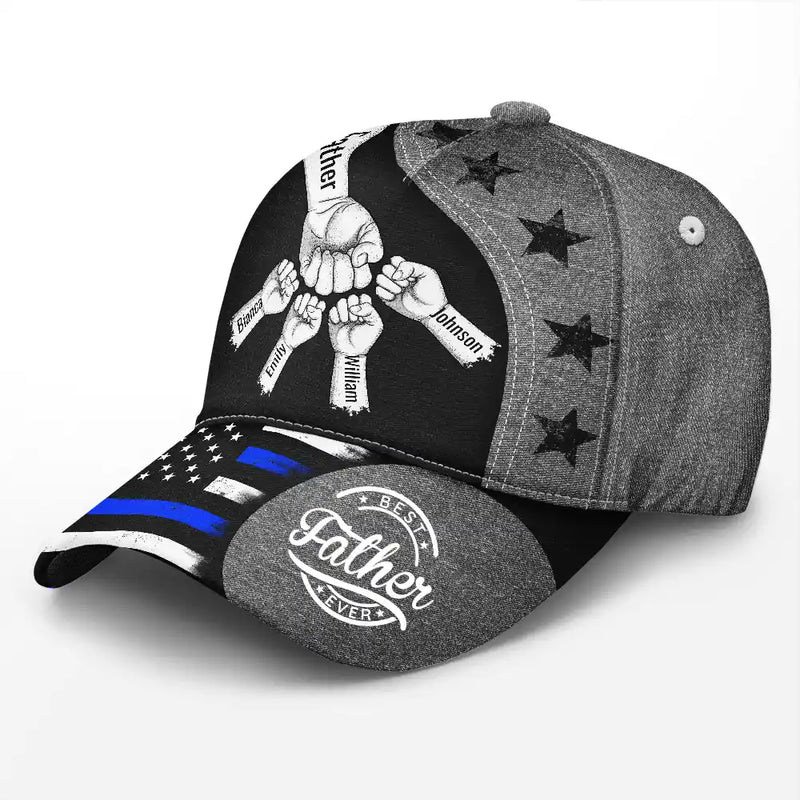 Gift For Father,Gift For Grandpa - Stars And Stripes Dad Kid Hand Grunge - Personalized Classic Cap