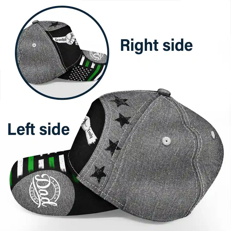 Gift For Father,Gift For Grandpa - Stars And Stripes Dad Kid Hand Grunge - Personalized Classic Cap