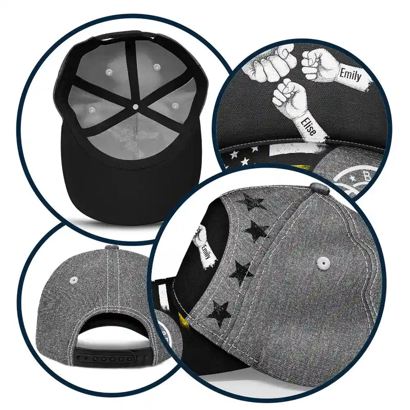 Gift For Father,Gift For Grandpa - Stars And Stripes Dad Kid Hand Grunge - Personalized Classic Cap