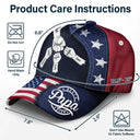 Gift For Father,Gift For Grandpa - Stars And Stripes Dad Kid Hand Grunge - Personalized Classic Cap