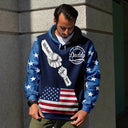 Gift For Father,Gift For Grandpa,Happy - Stars And Stripes Dad Kid Hand Grunge - Personalized Pullover Hoodie