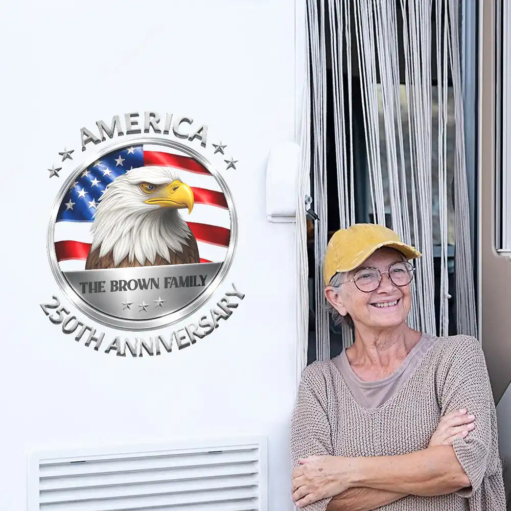 Independence Day,America 250th,Family,Gift For Yourself,Gift For Father,Happy - Stars And Stripes Eagle US Flag - Personalized Decor Decal
