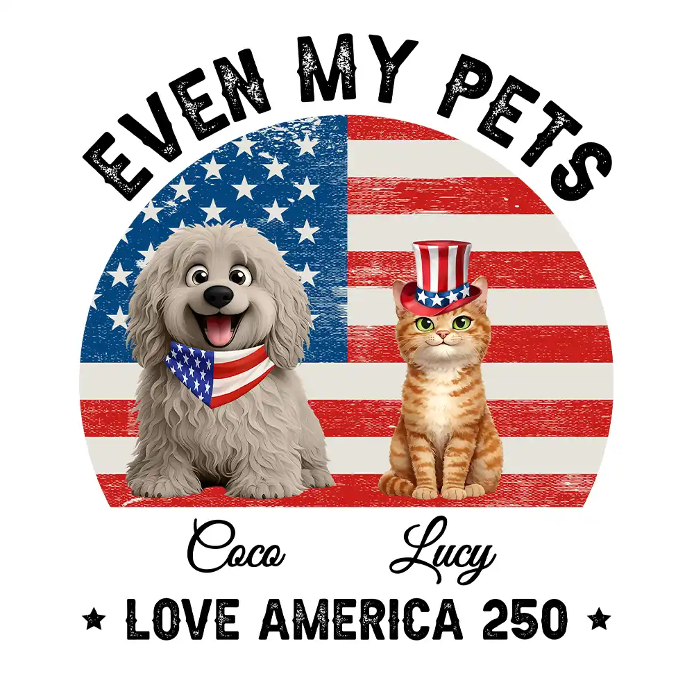 America 250th,Dog Dad,Dog Mom,Dog Lovers,Happy,Cat Dad,Cat Lovers,Cat Mom,Pet Dad,Pet Mom,Pet Lovers,Independence Day - Stars And Stripes Even My Dog Loves America 250 - Personalized Decor Decal