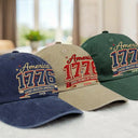 Independence Day, America 250th, Gift For Men, Gift For Women, Gift For Yourself, Happy - Stars And Stripes Faux Embroidery Effect We The People - Personalized Vintage Washed Denim Cap