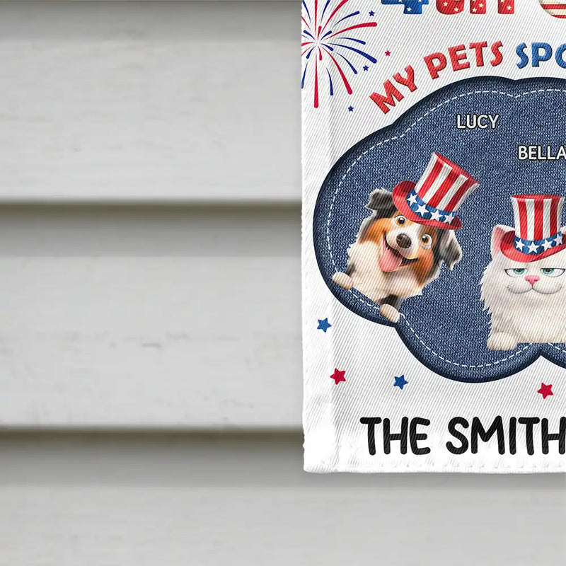 Independence Day,America 250th,Dog Lovers,Dog Mom,Dog Dad,Family,Happy,Cat Lovers,Cat Mom,Cat Dad,Pet Lovers,Pet Mom,Pet Dad - Stars And Stripes Faux Embroidery Effect Chill The Fourth Out - Personalized Flag