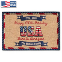 Family,Parents,Gift For Grandparents,Happy - Stars And Stripes Happy USA 250Th Birthday Embroidery Effect - Personalized Doormat