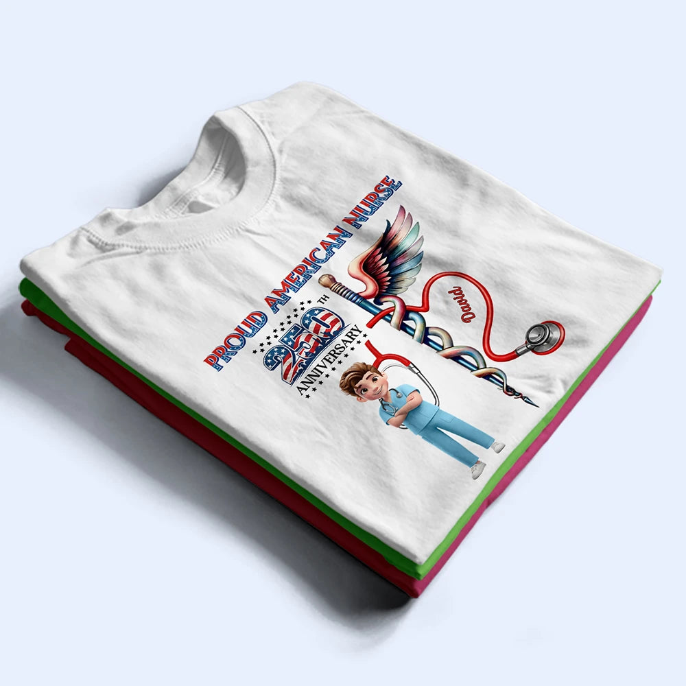 Independence Day,America 250th,Nurse,Happy,Gift For Yourself - Stars And Stripes Proud American Nurse - Personalized T Shirt