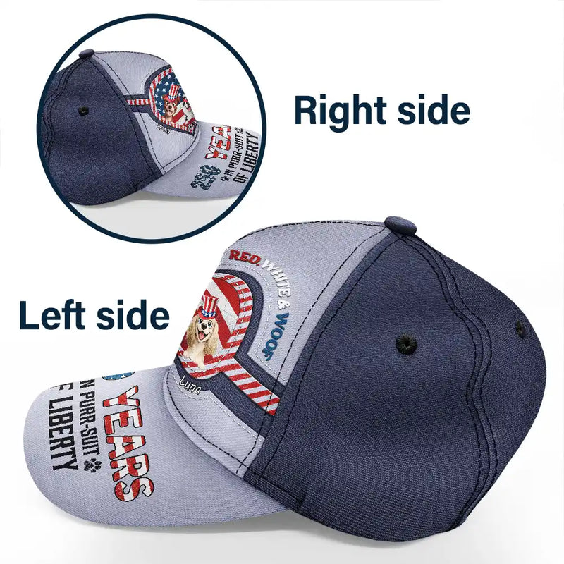Vector,Independence Day,America 250th,Dog Lovers,Dog Mom,Dog Dad,Dog Couple,Happy - Stars And Stripes Red White Woof - Personalized Classic Cap
