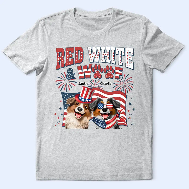 Stars And Stripes Red White & Woof - Personalized T Shirt