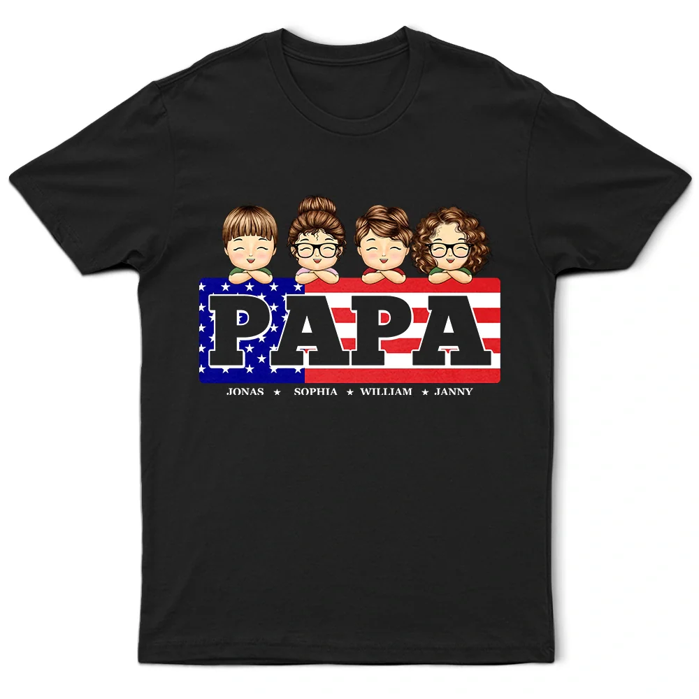 Stars And Stripes Title Box Dad Grandpa Papa - Personalized T Shirt