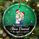Gift For Couples,Gift For Wife,Gift For Women,Gift For Men,Gift For Husband,Gift For Boyfriend,Gift For Girlfriend,Love,Christmas - Stars Danced The Night We Met Couple - Personalized Circle Glass Ornament