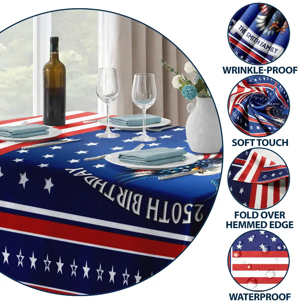 Independence Day, America 250th, Family, Happy, Gift For Yourself - Stars Pattern 250 Years Of Freedom - Personalized Tablecloth