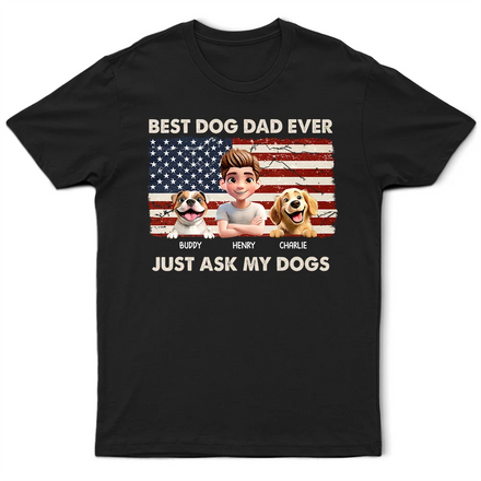 T-shirt personnalisé avec étoiles et rayures « Le meilleur papa de chien de tous les temps »
