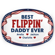 Gift For Father,Independence Day,Top Market,Proud,Custom Text - Stars & Stripes Best Flippin' Dad Ever - Personalized Plate