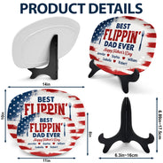 Gift For Father,Independence Day,Top Market,Proud,Custom Text - Stars & Stripes Best Flippin' Dad Ever - Personalized Plate