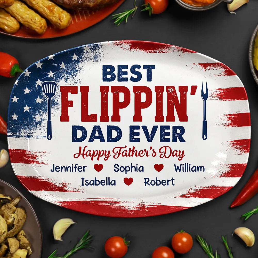 Stars & Stripes Best Flippin' Dad Ever - Personalized Plate