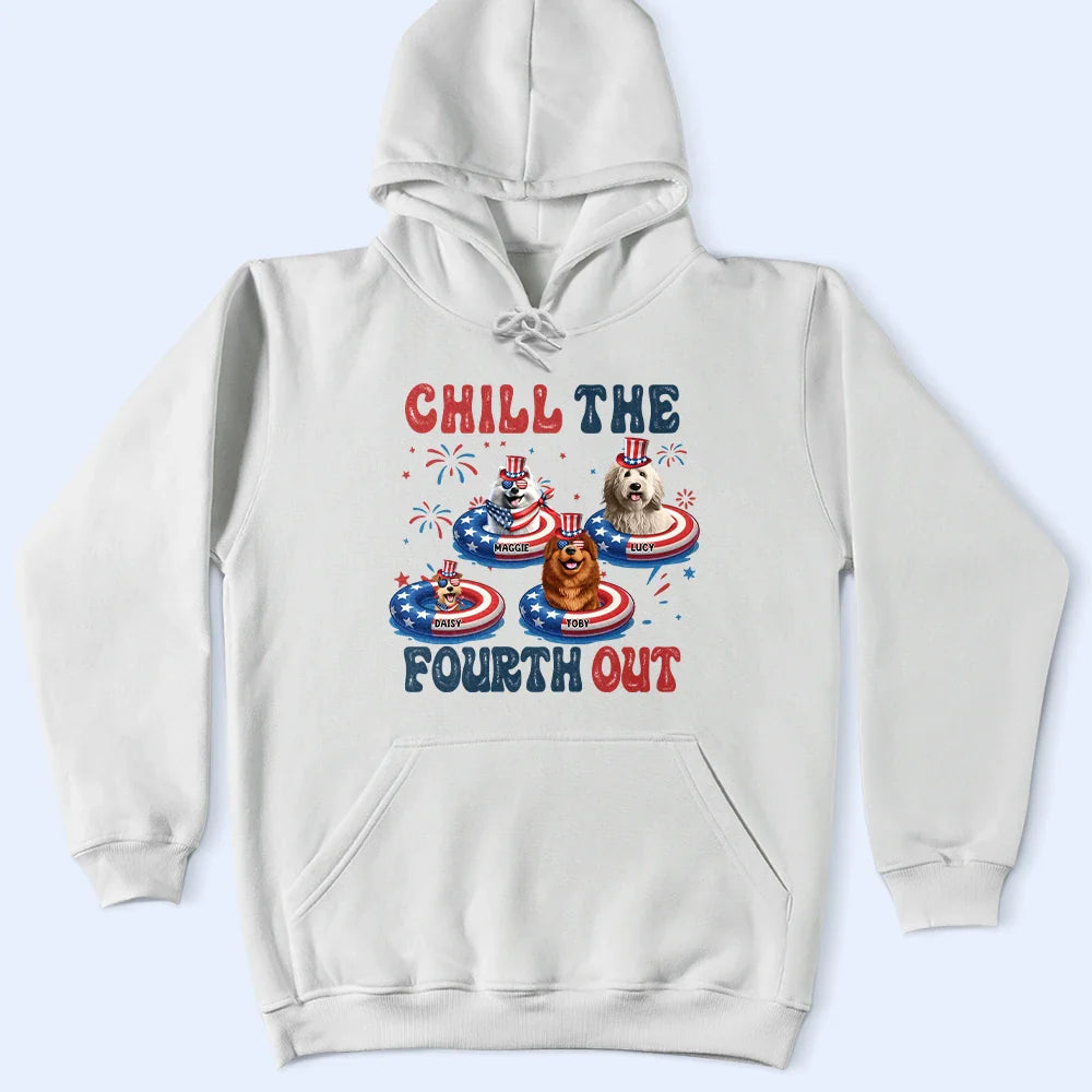 Pet Lovers,Pet Mom,Pet Dad,Dog Lovers,Dog Mom,Dog Dad,Happy - Stars & Stripes Chill The Fourth Out 3D Effect Dog - Personalized T Shirt