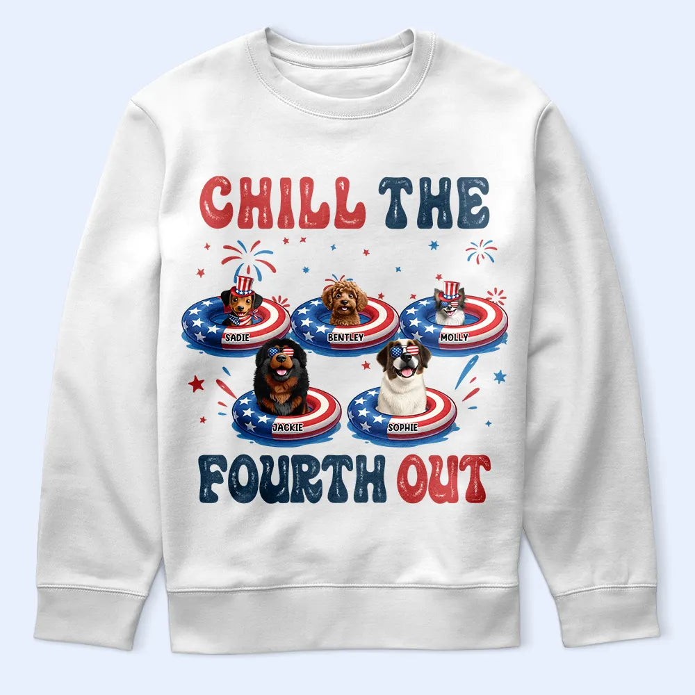 Pet Lovers,Pet Mom,Pet Dad,Dog Lovers,Dog Mom,Dog Dad,Happy - Stars & Stripes Chill The Fourth Out 3D Effect Dog - Personalized T Shirt