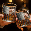 Dad's Hobby,Gift For Father,Gift For Men,Happy - Stars & Stripes Dad - Personalized Whiskey Glass