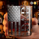 Dad's Hobby,Gift For Father,Gift For Men,Happy - Stars & Stripes Dad - Personalized Whiskey Glass