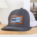 Gift For Grandpa, Gift For Father, Happy - Stars & Stripes Dad Grandpa Names - Personalized Leather Patch Hat 