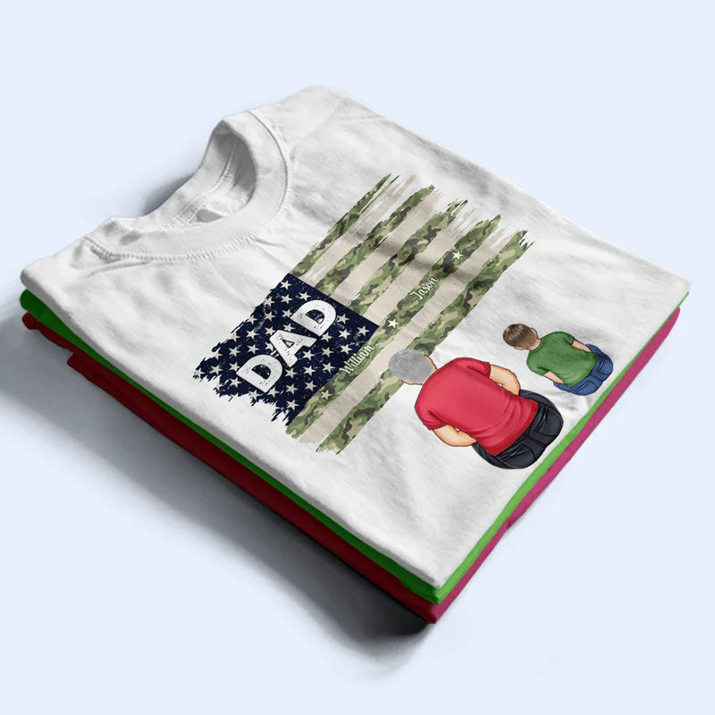 Gift For Father, Gift For Grandpa, Grandpa - Grandkids, Happy - Stars & Stripes Dad Grandpa Names - Personalized T Shirt