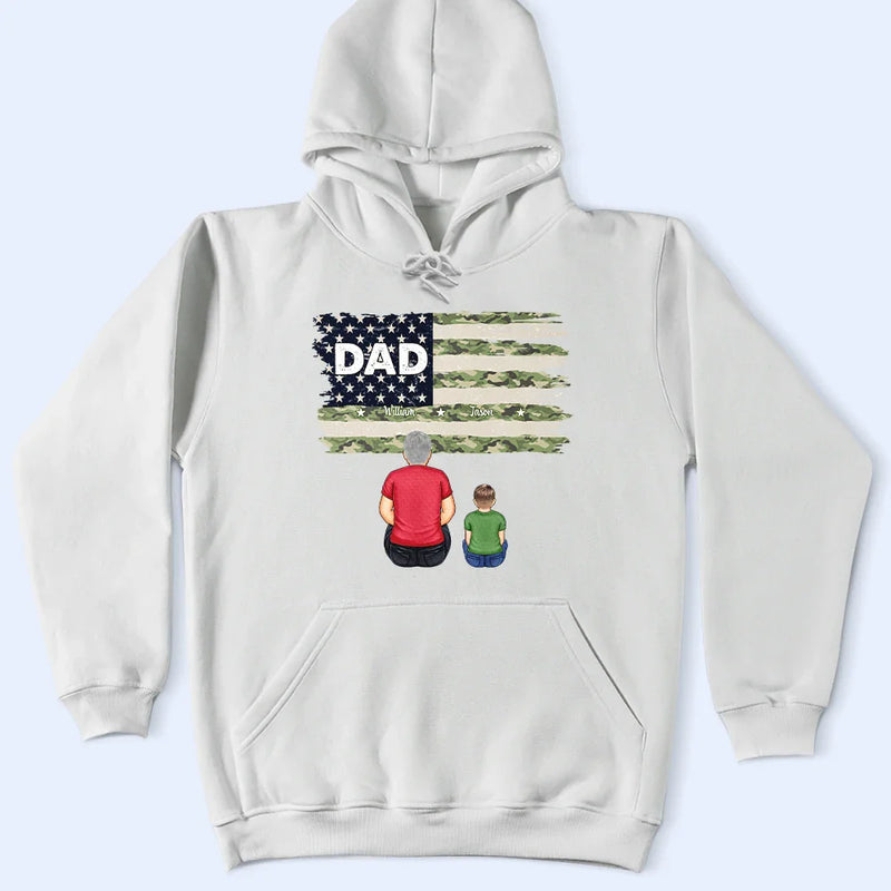 Gift For Father, Gift For Grandpa, Grandpa - Grandkids, Happy - Stars & Stripes Dad Grandpa Names - Personalized T Shirt