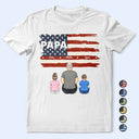 Gift For Father, Gift For Grandpa, Grandpa - Grandkids, Happy - Stars & Stripes Dad Grandpa Names - Personalized T Shirt