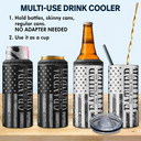 Dad - Children, Gift For Father, Happy - Stars & Stripes Dad Grandpa We Love You - Personalized 4 In 1 Can Cooler Tumbler