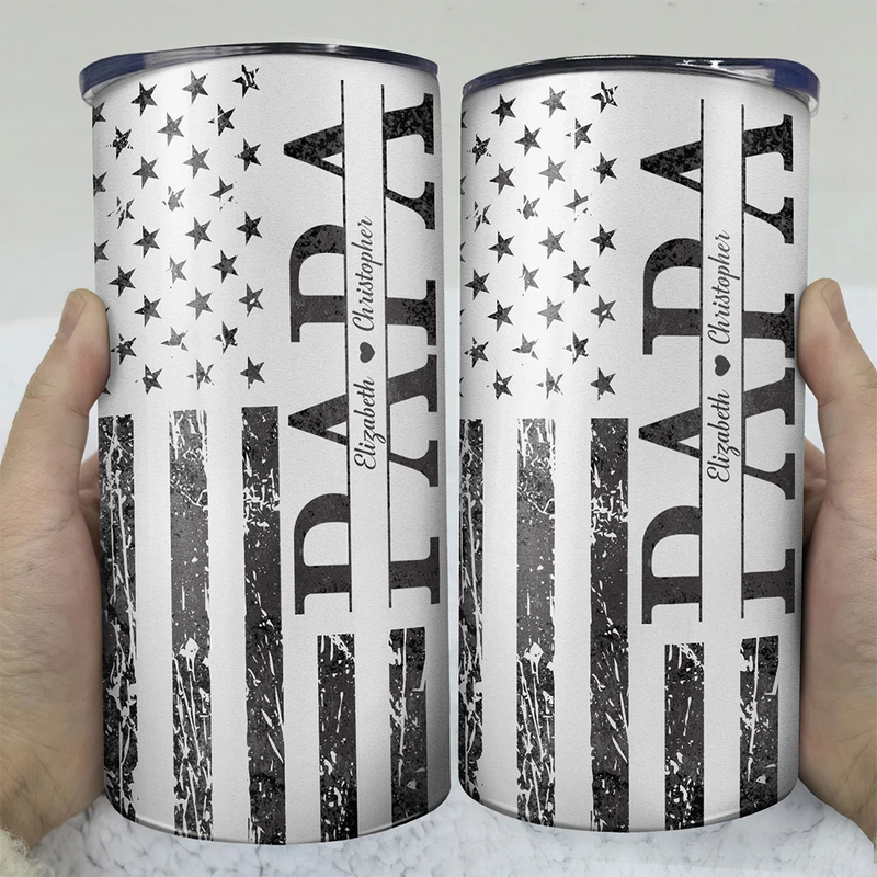 Dad - Children, Gift For Father, Happy - Stars & Stripes Dad Grandpa We Love You - Personalized 4 In 1 Can Cooler Tumbler