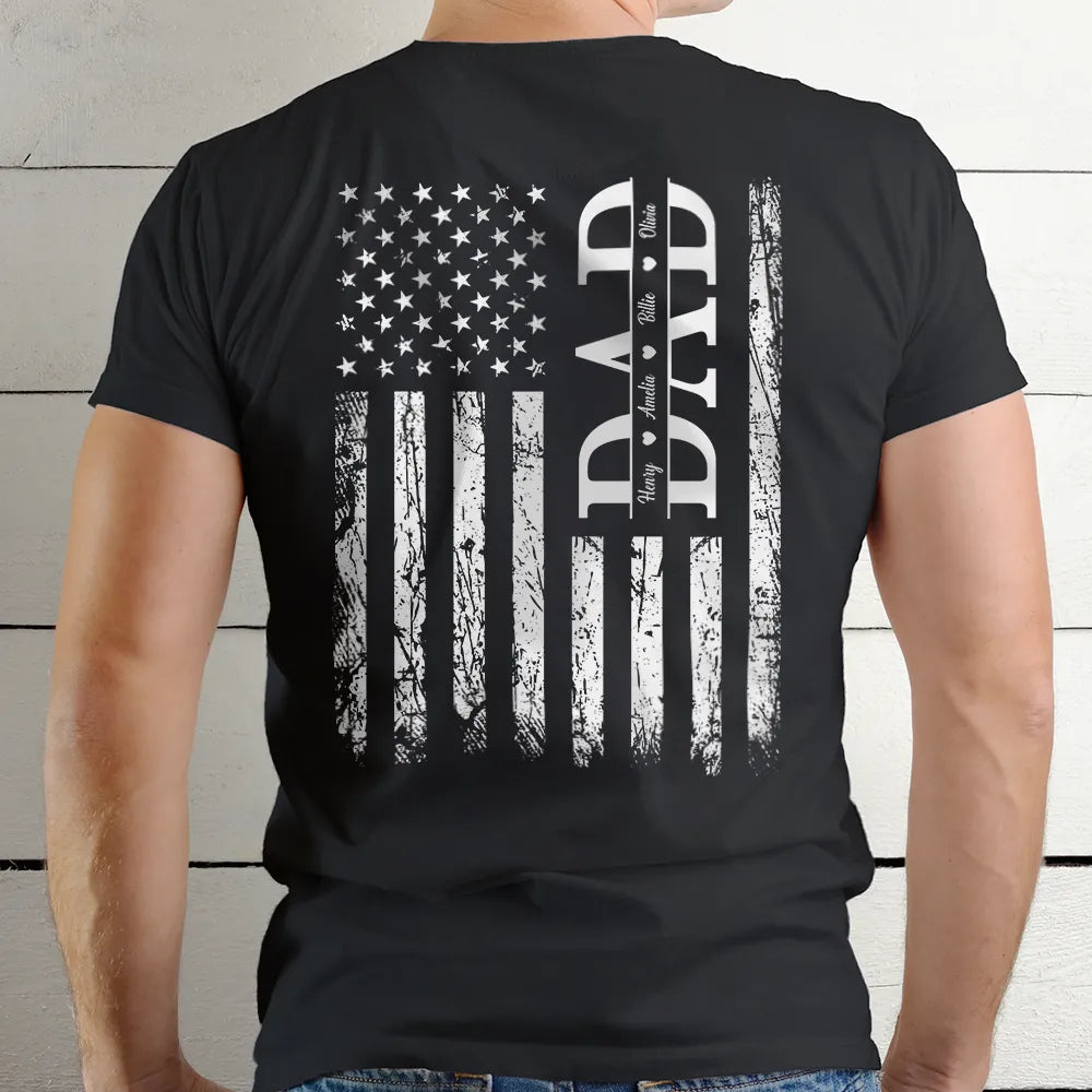 Gift For Father,Dad,Children - Stars & Stripes Dad Grandpa We Love You - Personalized T Shirt