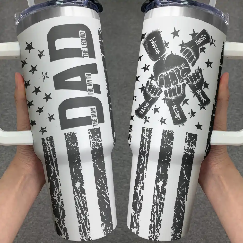 Gift For Father,Dad,Children - Stars & Stripes Dad The Man The Myth The Legend - Personalized Engraved 40oz Tumbler
